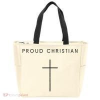 Proud Christian Minimalist Cross Christian Religious Jesus  Tote Bag thumb 0