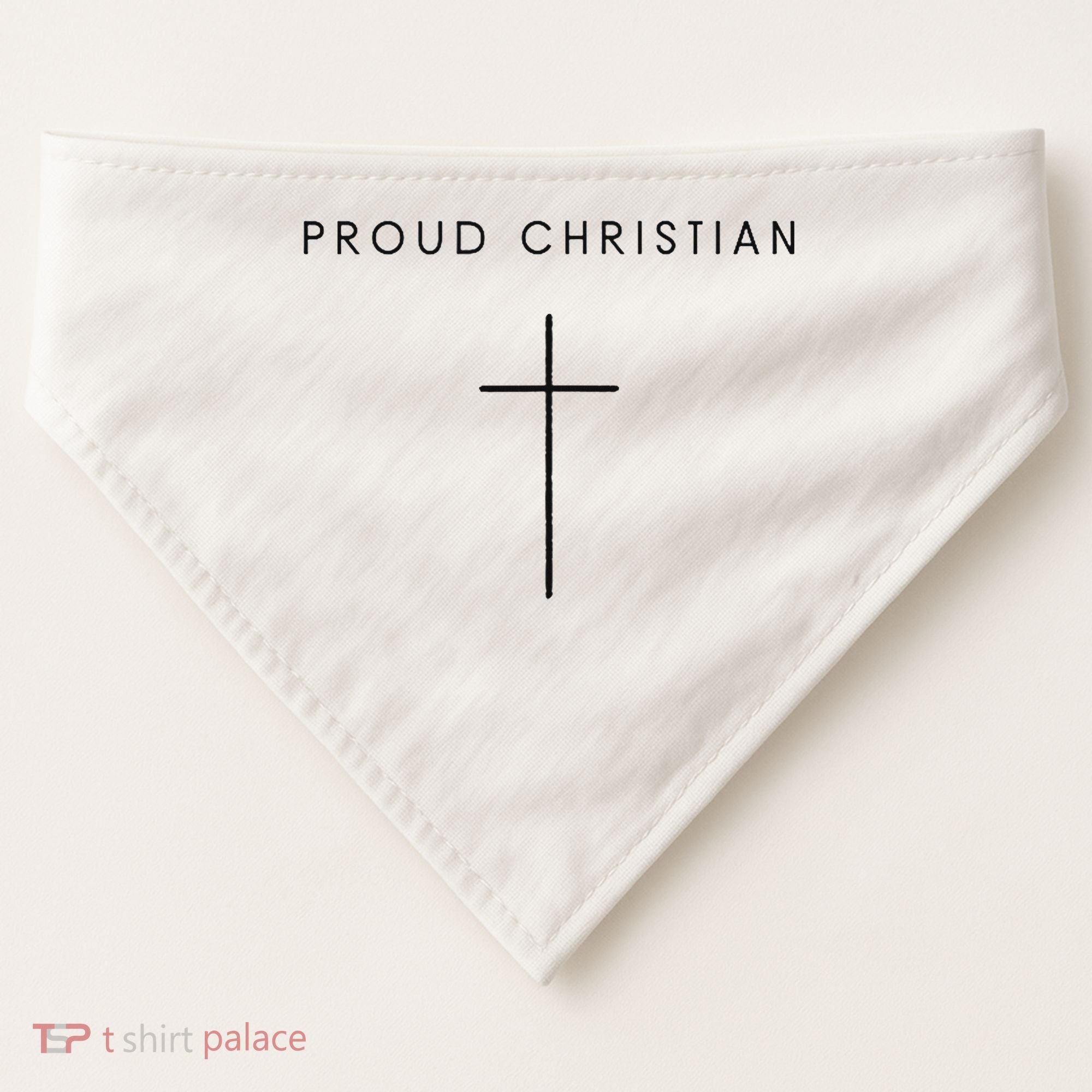 Proud Christian Minimalist Cross Christian Religious Jesus  USA-Made Doggie Bandana