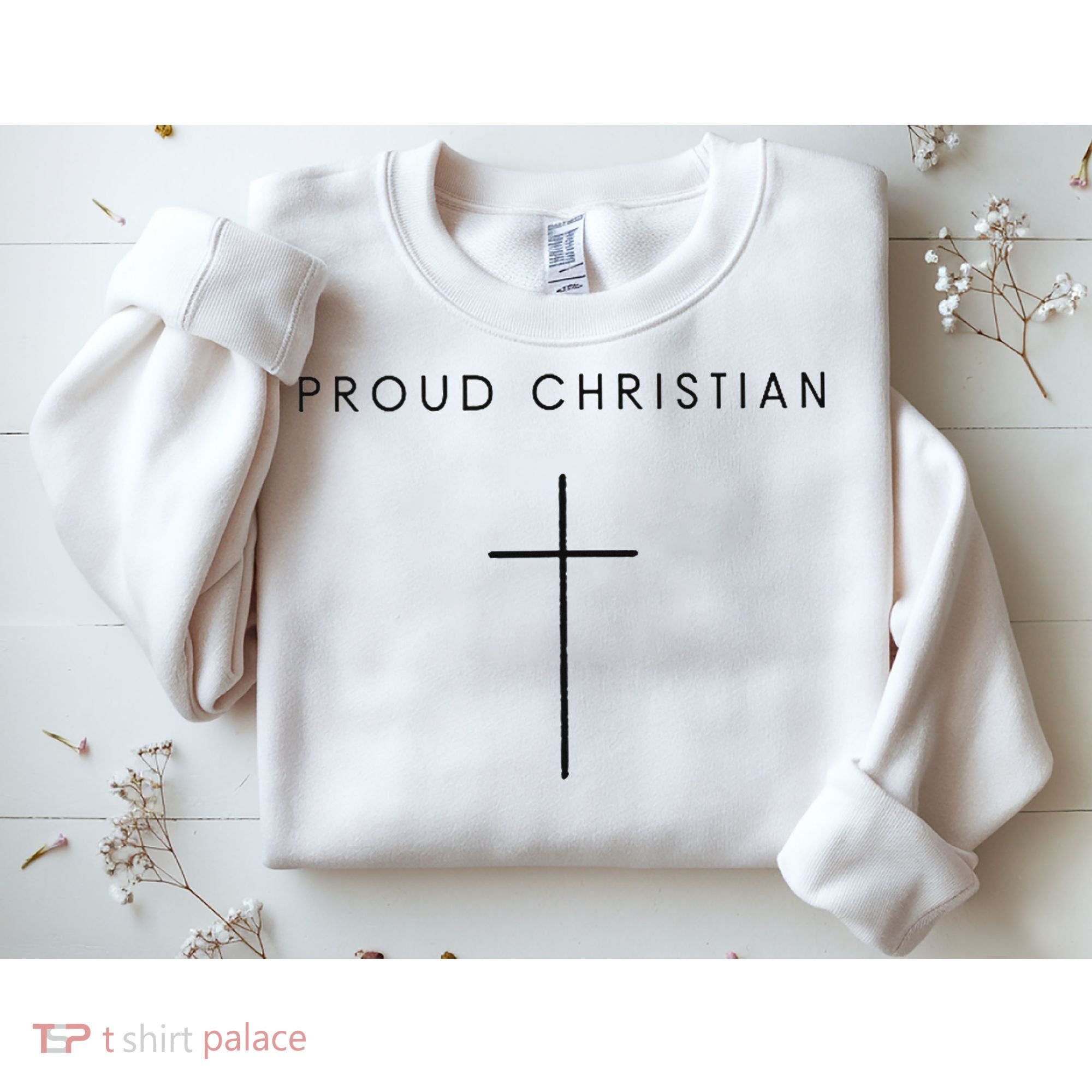 Proud Christian Minimalist Cross Christian Religious Jesus  Sweatshirt
