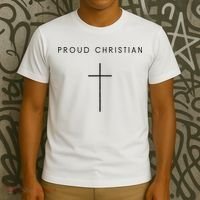 Proud Christian Minimalist Cross Christian Religious Jesus  T-Shirt thumb 3