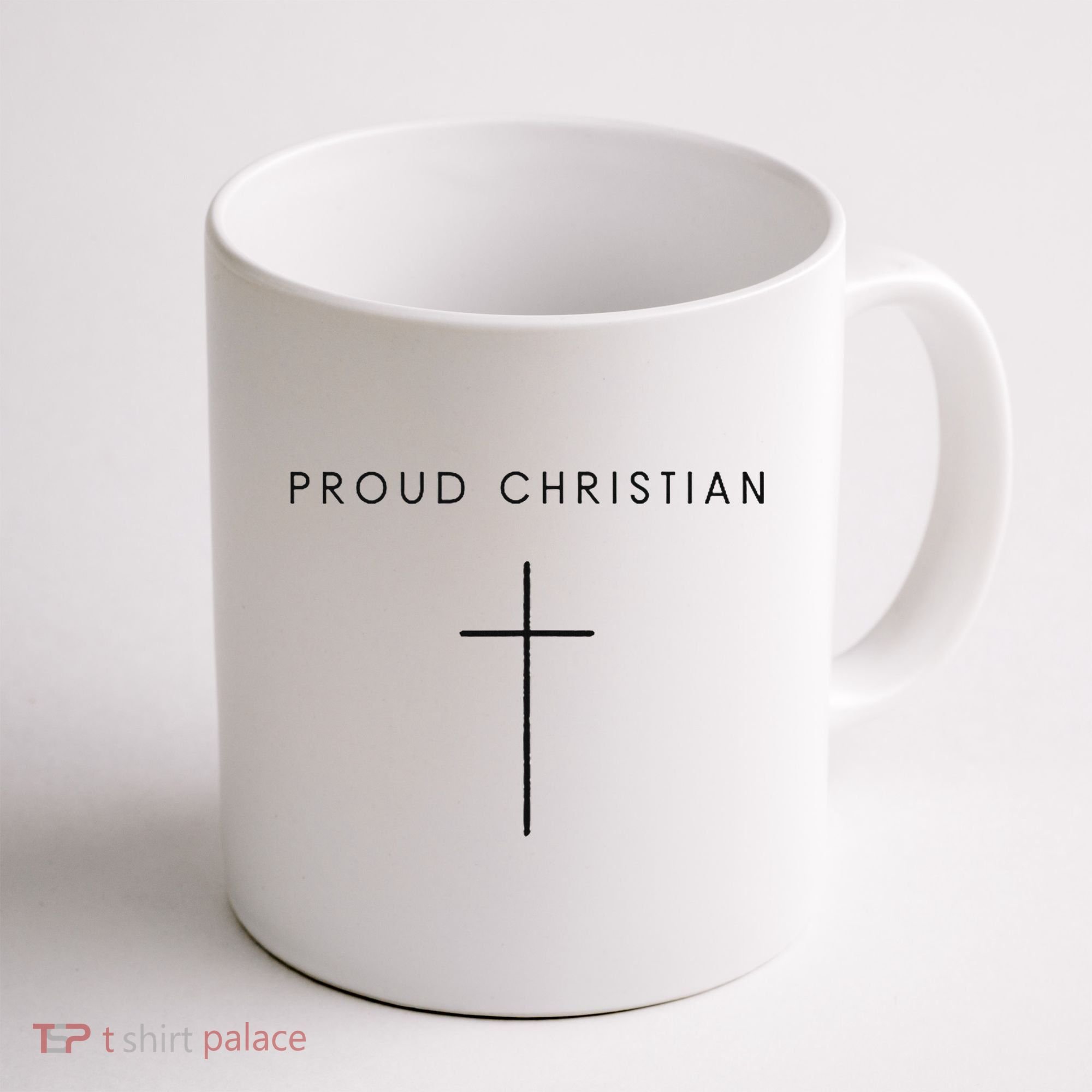 Proud Christian Minimalist Cross Christian Religious Jesus  Coffee Mug