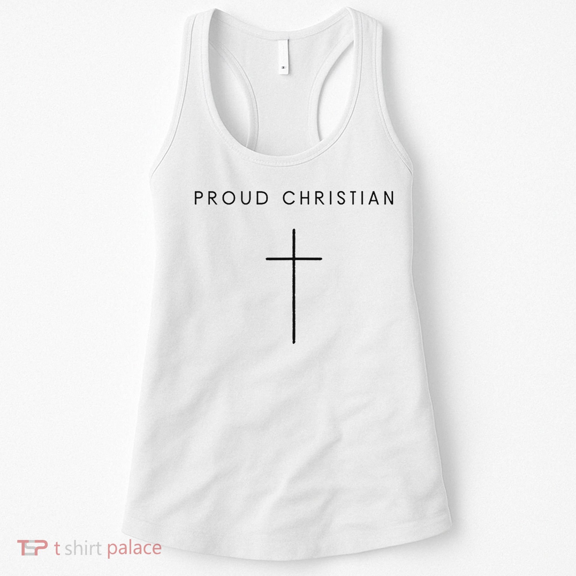 Proud Christian Minimalist Cross Christian Religious Jesus  Women's Tank Top