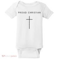 Proud Christian Minimalist Cross Christian Religious Jesus  Baby Bodysuit thumb 0