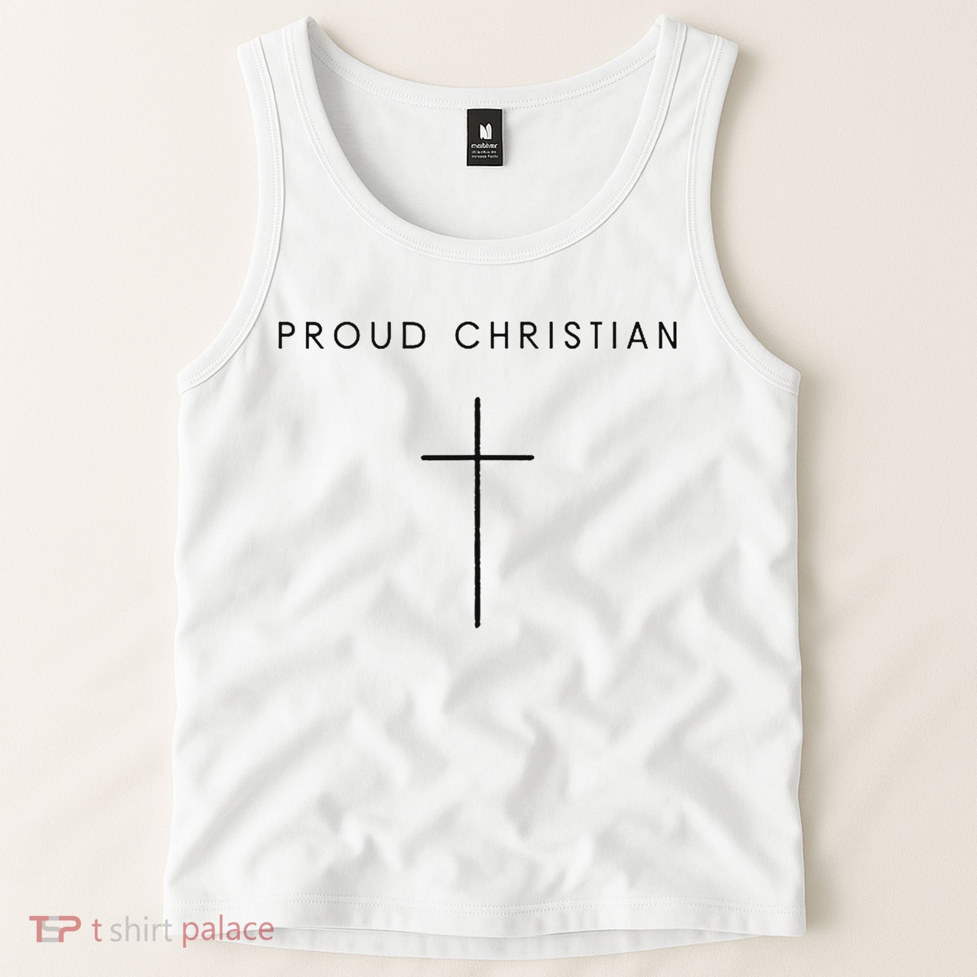 Proud Christian Minimalist Cross Christian Religious Jesus  Tank Top