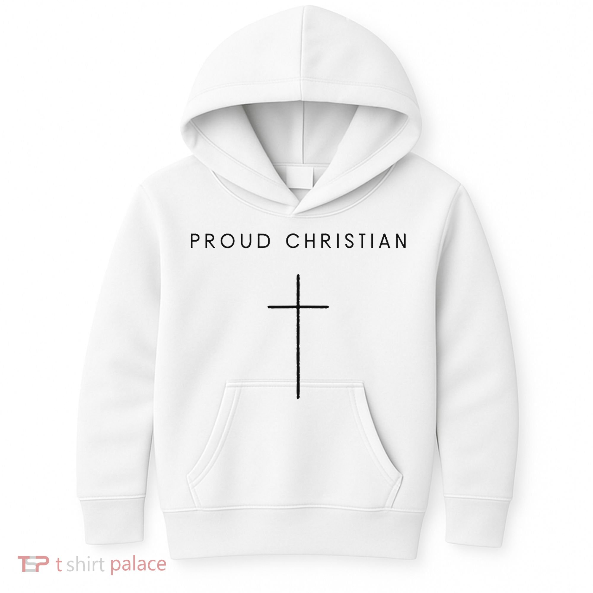 Proud Christian Minimalist Cross Christian Religious Jesus  Kids Hoodie