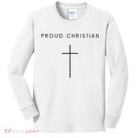 Proud Christian Minimalist Cross Christian Religious Jesus  Kids Long Sleeve Shirt thumb 0