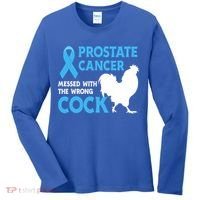 Prostate Cancer Messed With The Wrong Cock Cancer Awareness Gift Women's Long Sleeve Shirt thumb 0