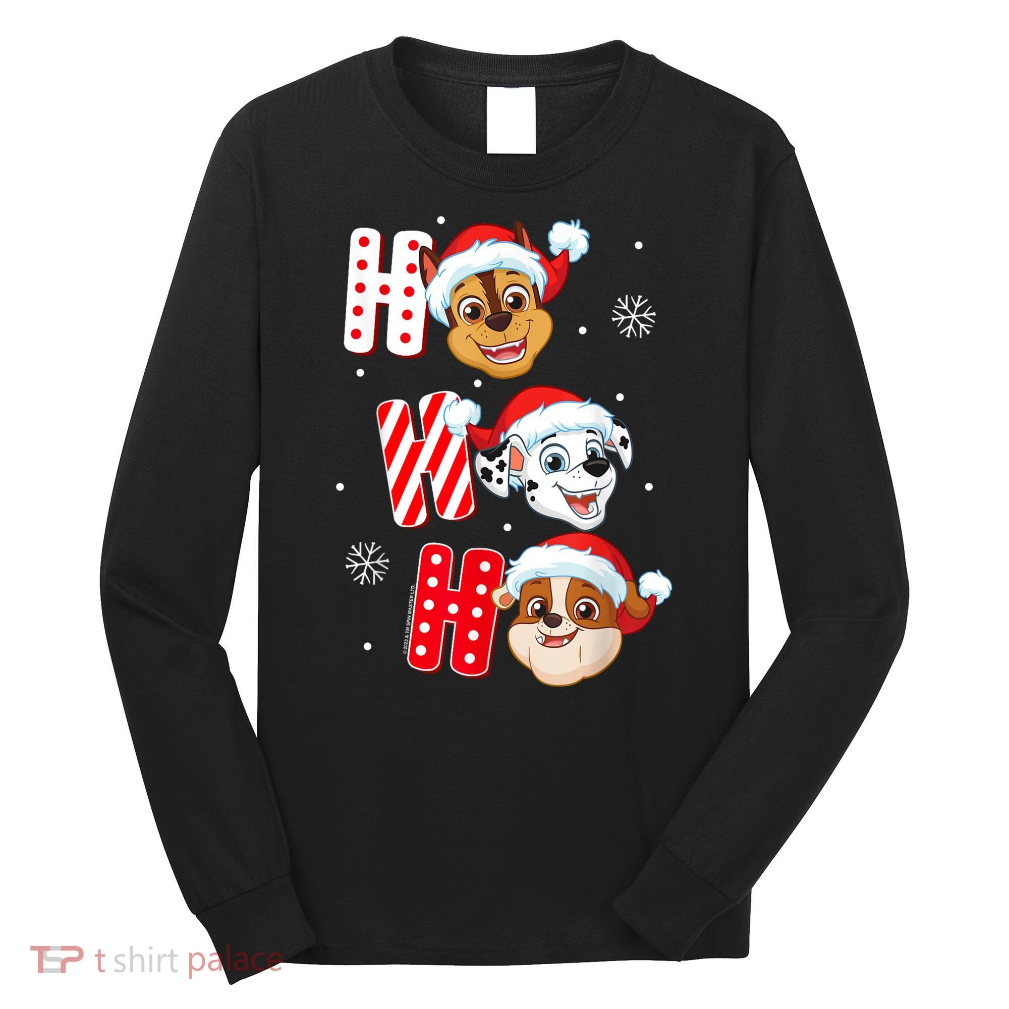 Pawpatrol Chase Marshall Rubble Christmas Santa Hats Long Sleeve Shirt