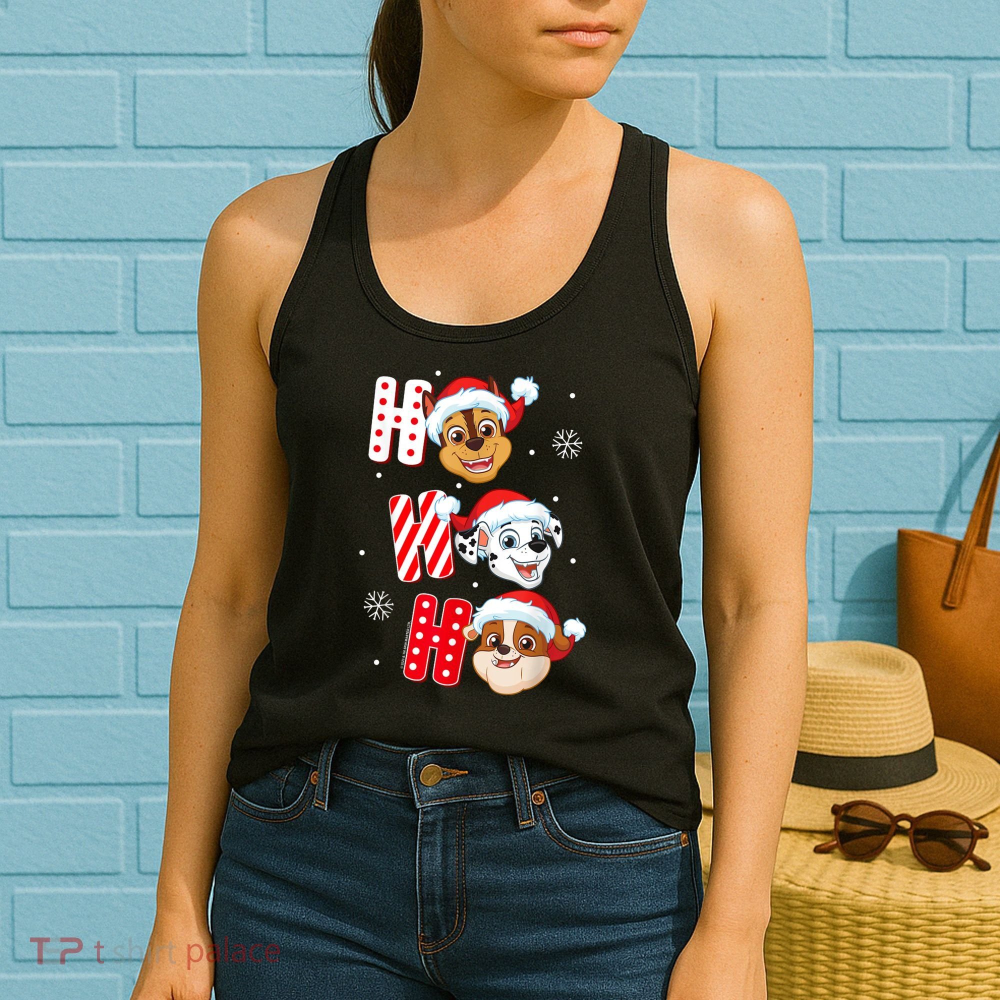 Pawpatrol Chase Marshall Rubble Christmas Santa Hats Women's Tank Top