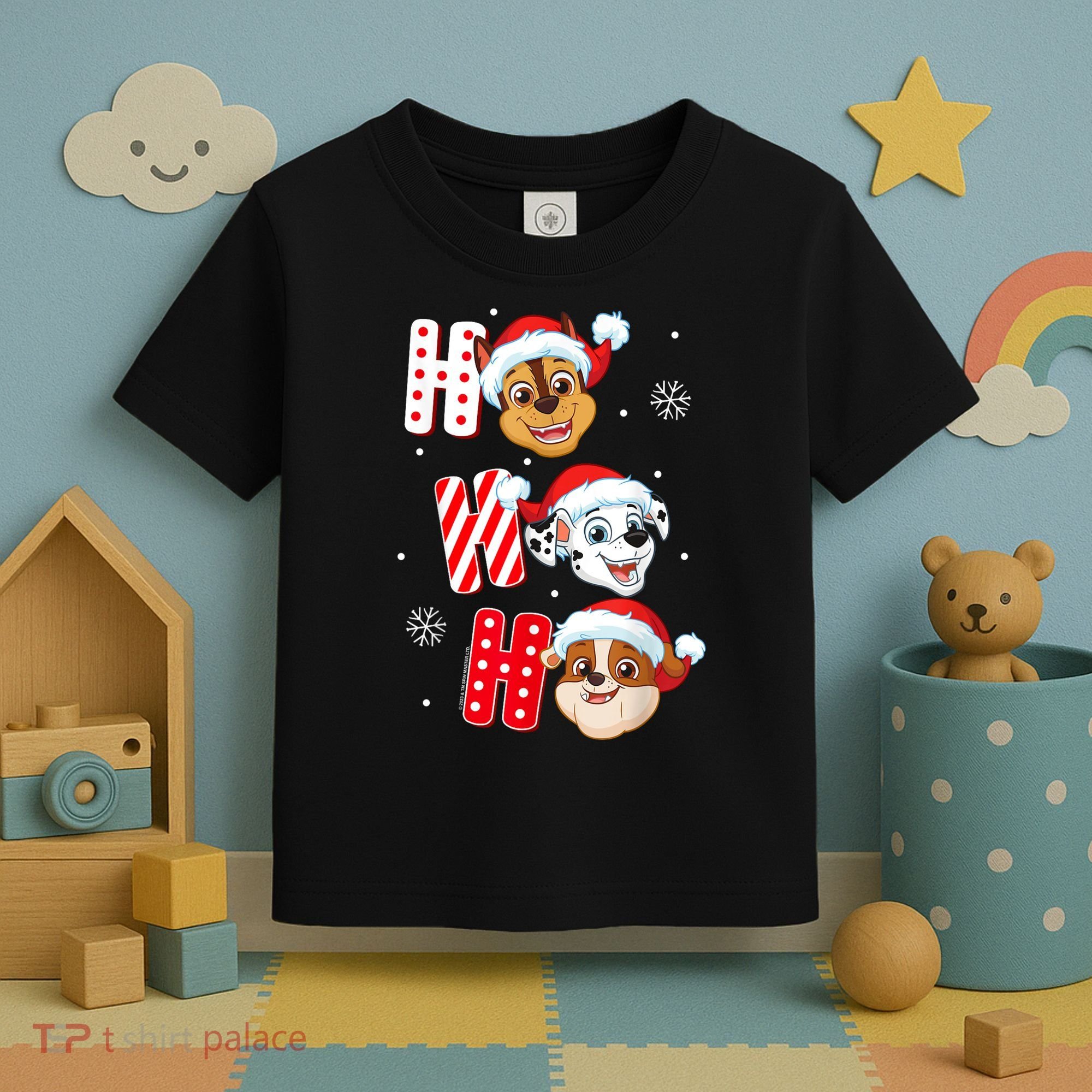 Pawpatrol Chase Marshall Rubble Christmas Santa Hats Toddler T-Shirt