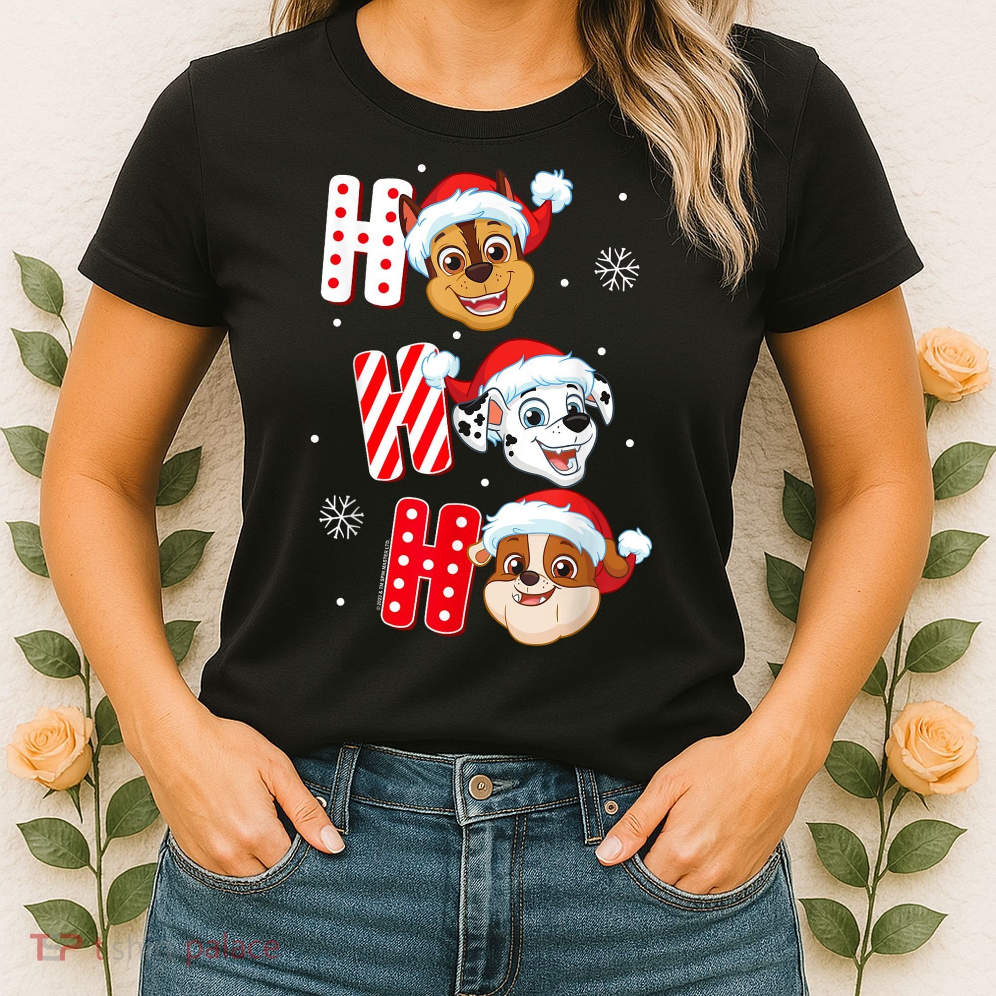 Pawpatrol Chase Marshall Rubble Christmas Santa Hats Women's T-Shirt