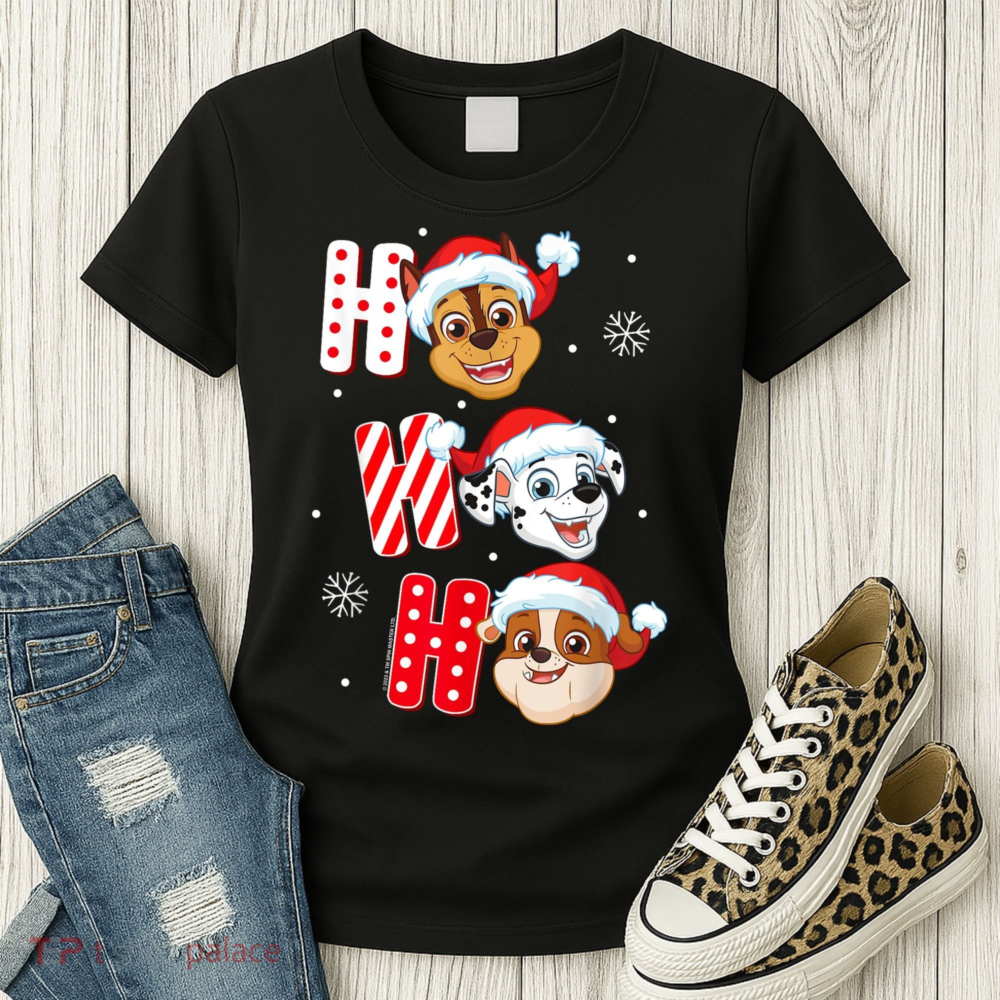 Pawpatrol Chase Marshall Rubble Christmas Santa Hats Women's T-Shirt