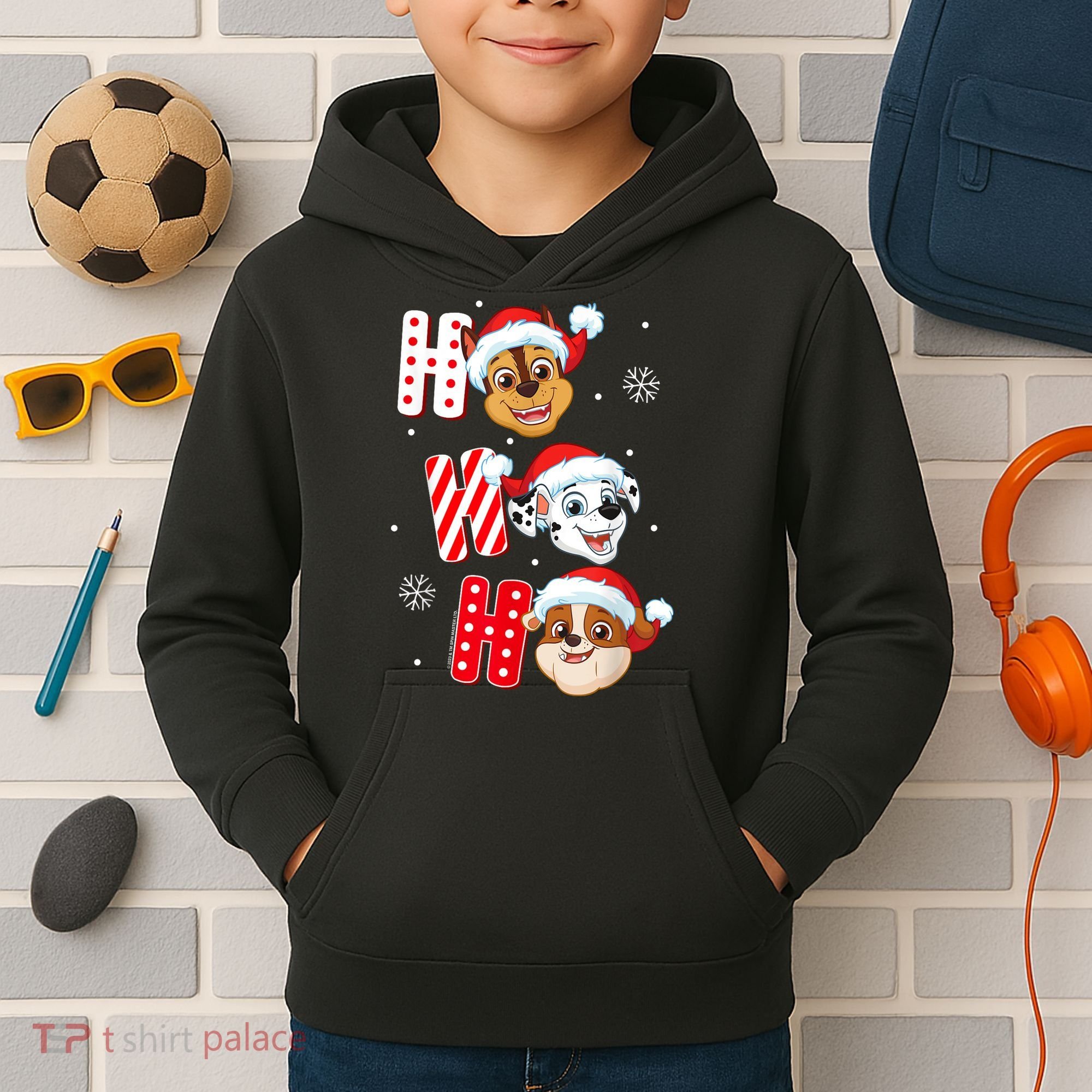 Pawpatrol Chase Marshall Rubble Christmas Santa Hats Kids Hoodie