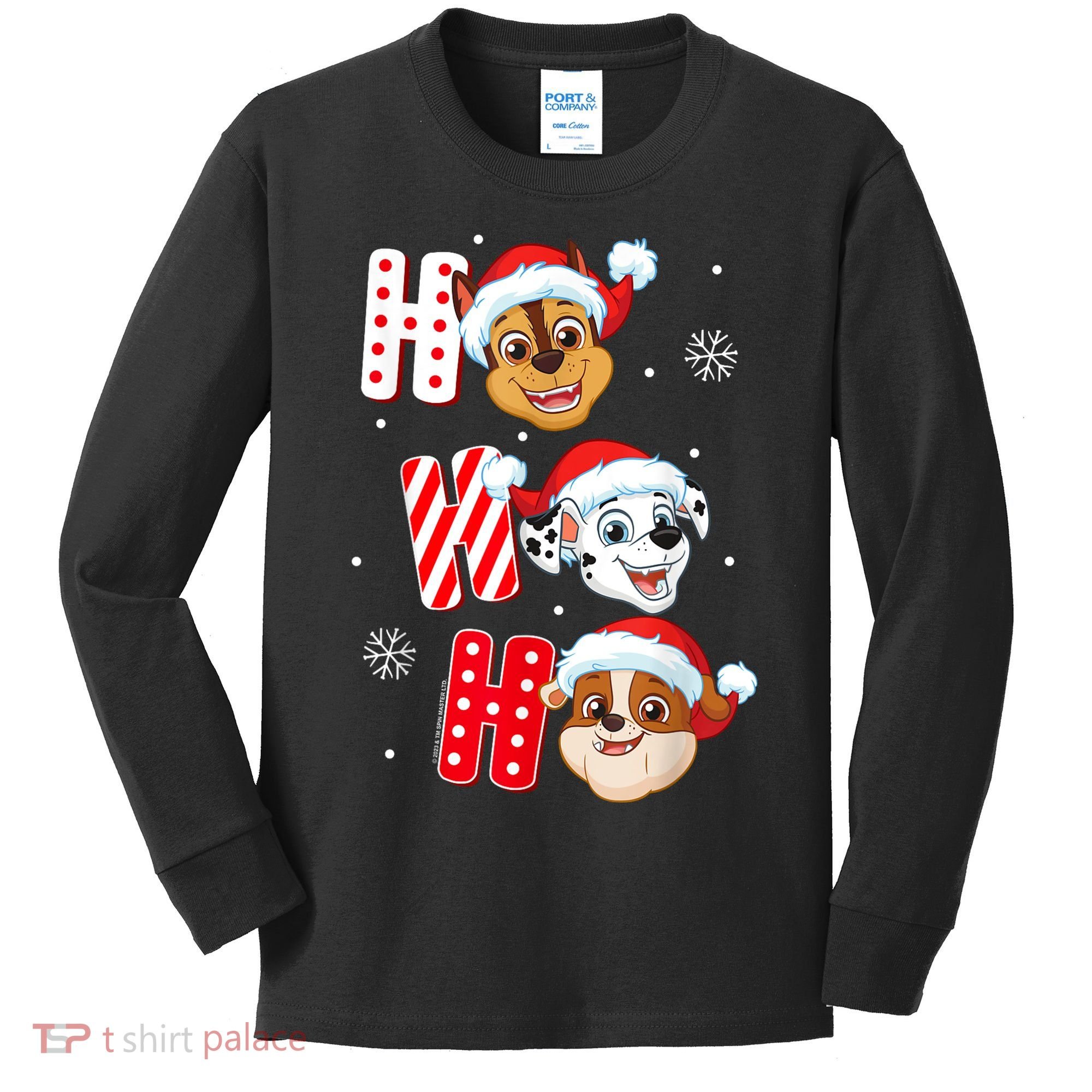 Pawpatrol Chase Marshall Rubble Christmas Santa Hats Kids Long Sleeve Shirt