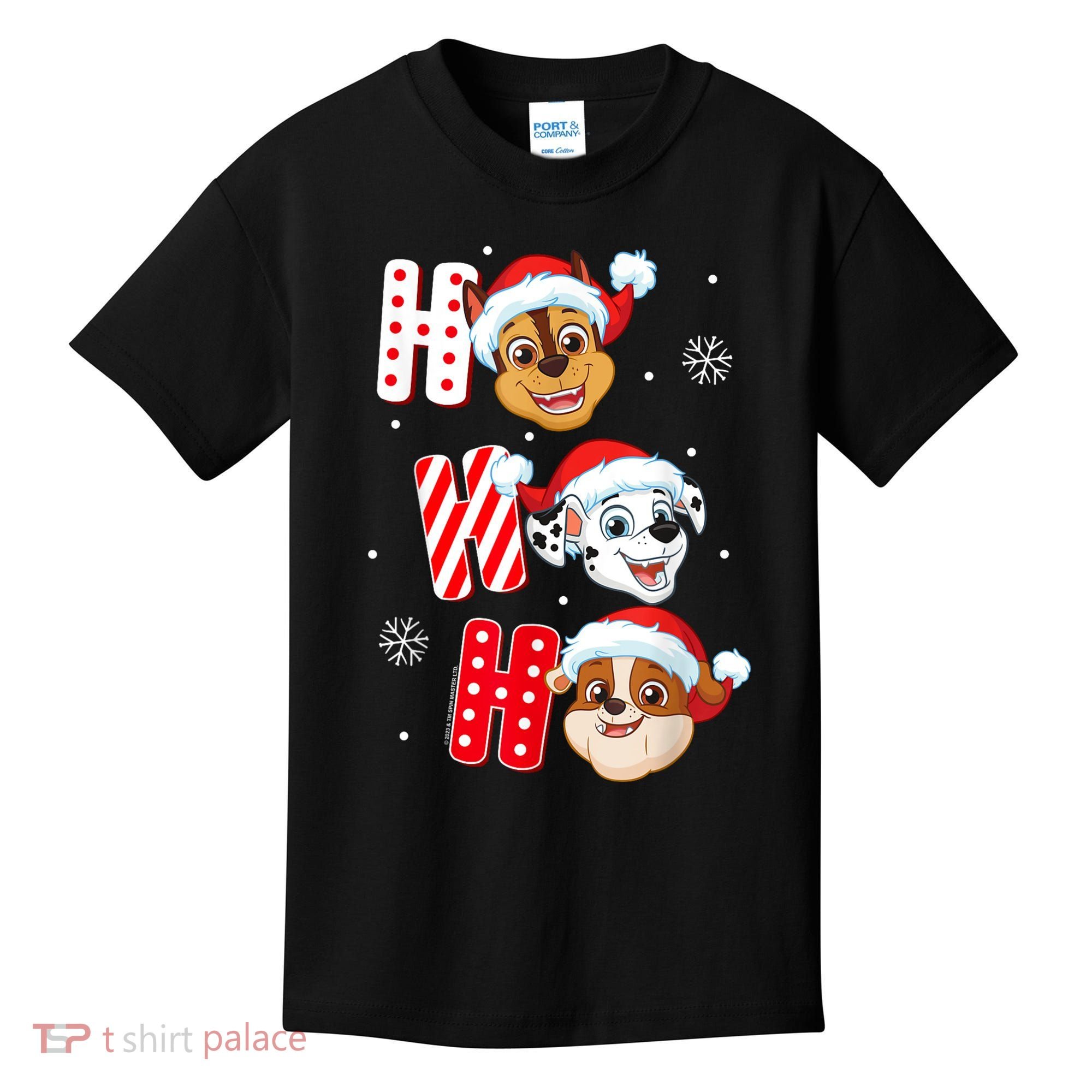 Pawpatrol Chase Marshall Rubble Christmas Santa Hats Kids T-Shirt
