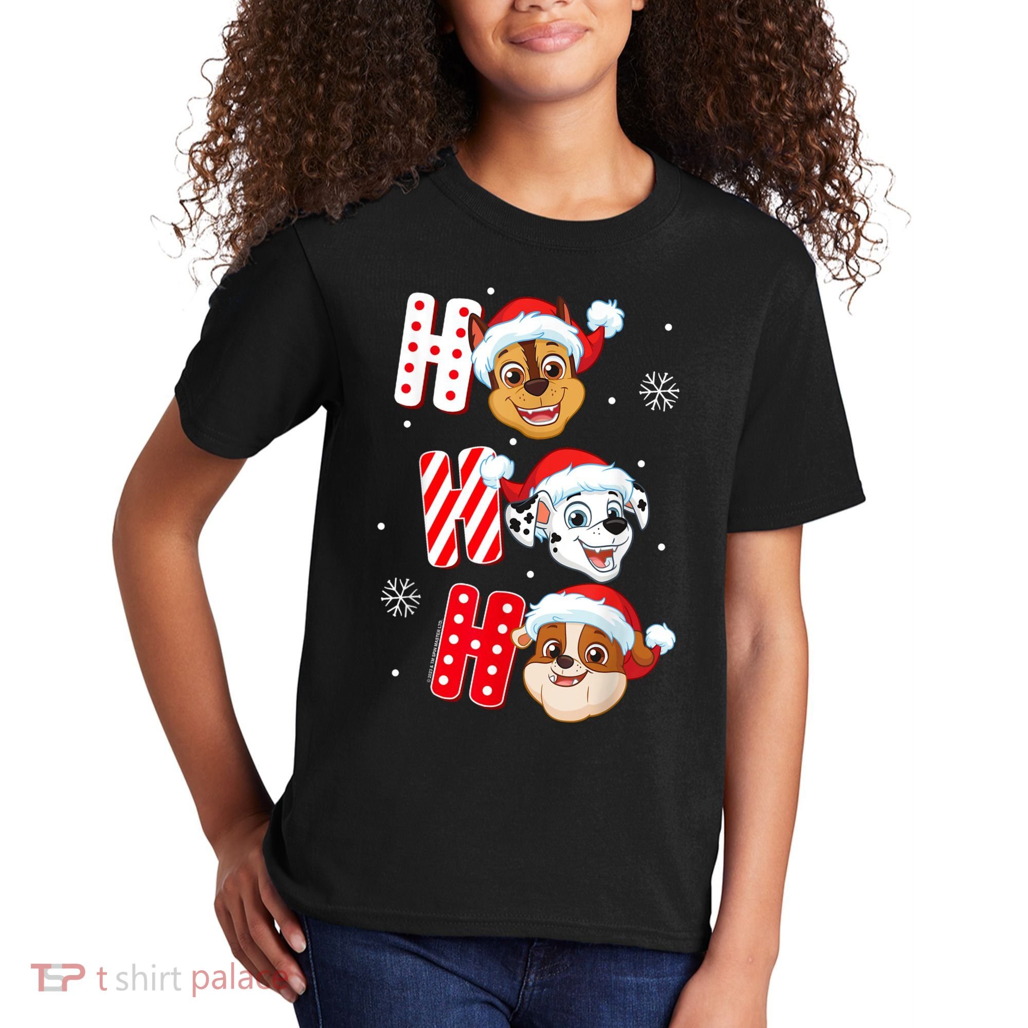 Pawpatrol Chase Marshall Rubble Christmas Santa Hats Kids T-Shirt