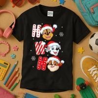 Pawpatrol Chase Marshall Rubble Christmas Santa Hats Kids T-Shirt thumb 3