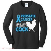 Prostate Cancer Messed With The Wrong Cock Cancer Awareness Kids Long Sleeve Shirt thumb 0