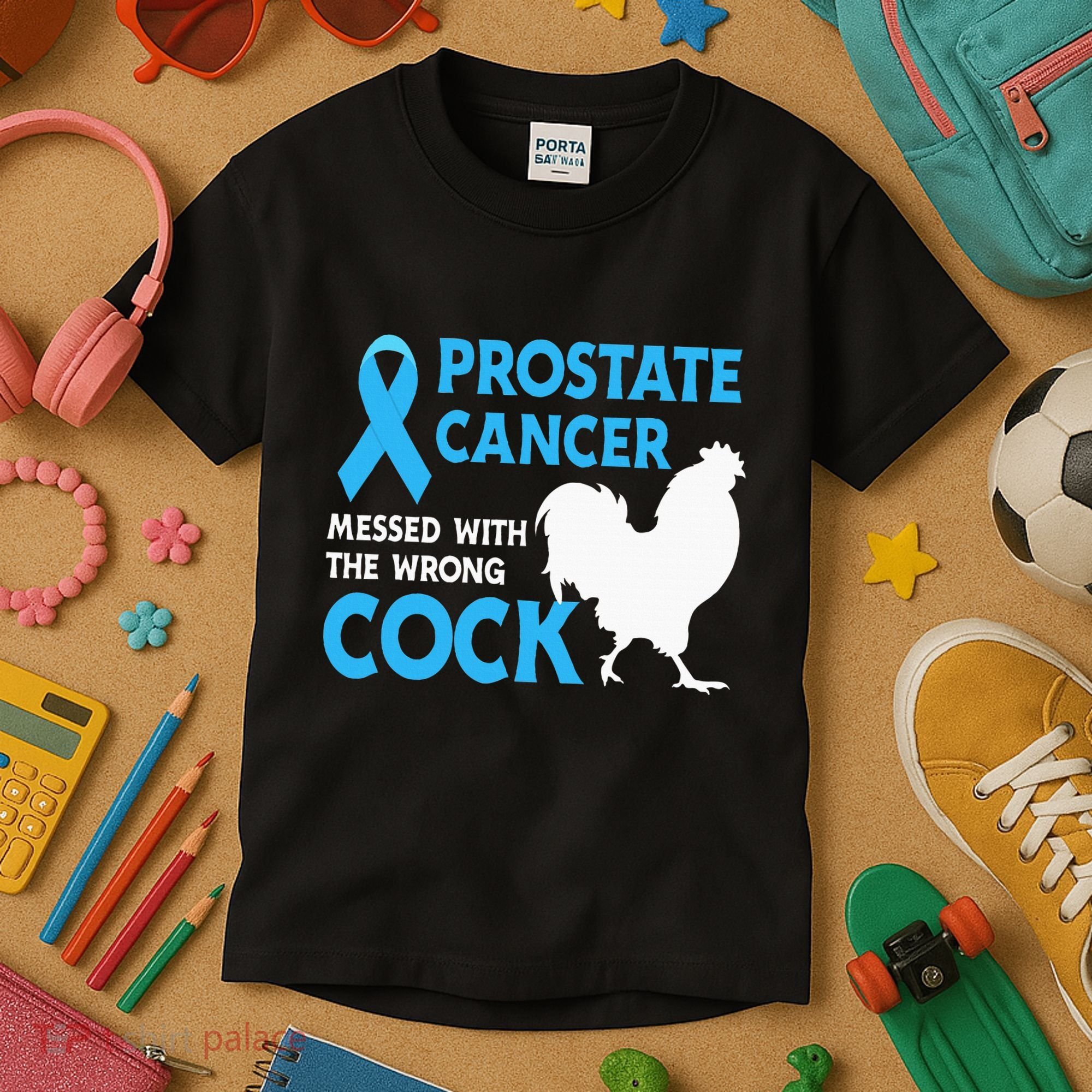 Prostate Cancer Messed With The Wrong Cock Cancer Awareness Kids T-Shirt