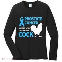 Prostate Cancer Messed With The Wrong Cock Cancer Awareness Women's Long Sleeve Shirt thumb 0