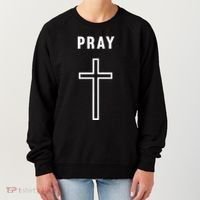 Pray Cross Minimalist Religious Women's Sweatshirt thumb 0