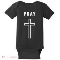 Pray Cross Minimalist Religious Baby Bodysuit thumb 0