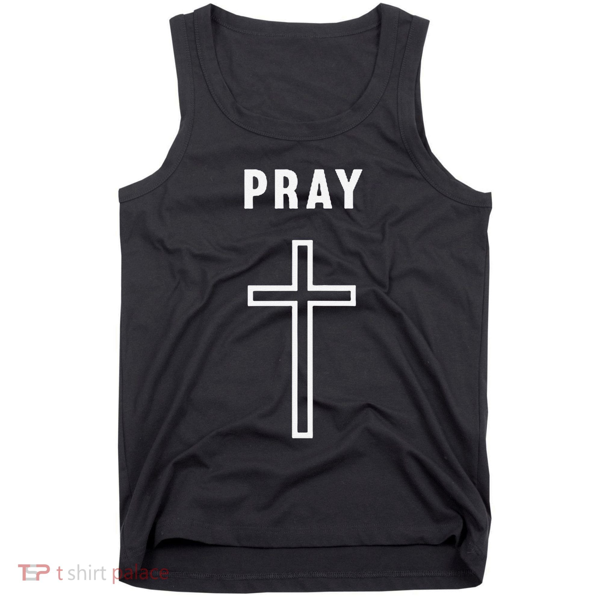 Pray Cross Minimalist Religious Tank Top