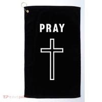 Pray Cross Minimalist Religious Golf Towel thumb 0