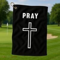 Pray Cross Minimalist Religious Golf Towel thumb 1