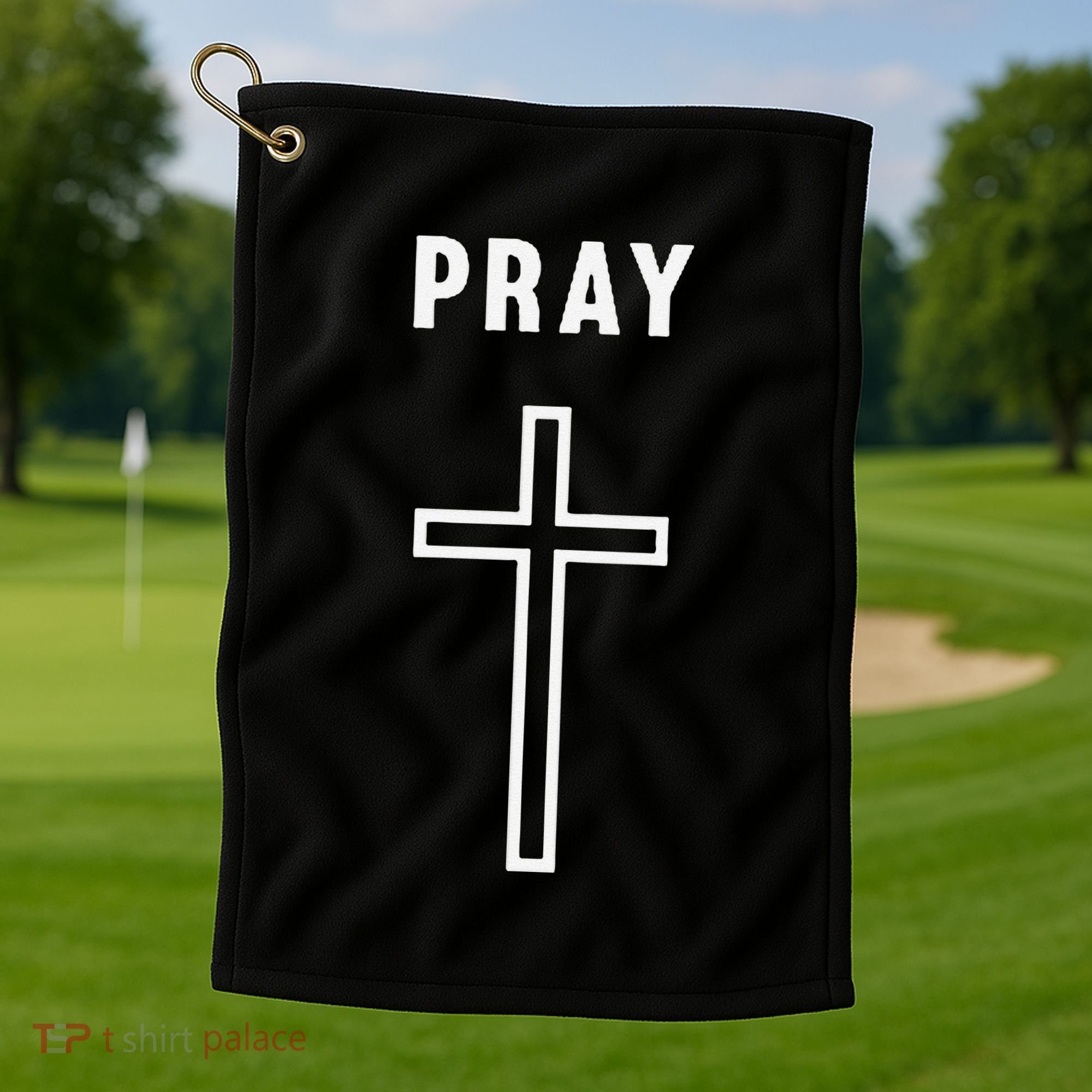 Pray Cross Minimalist Religious Golf Towel