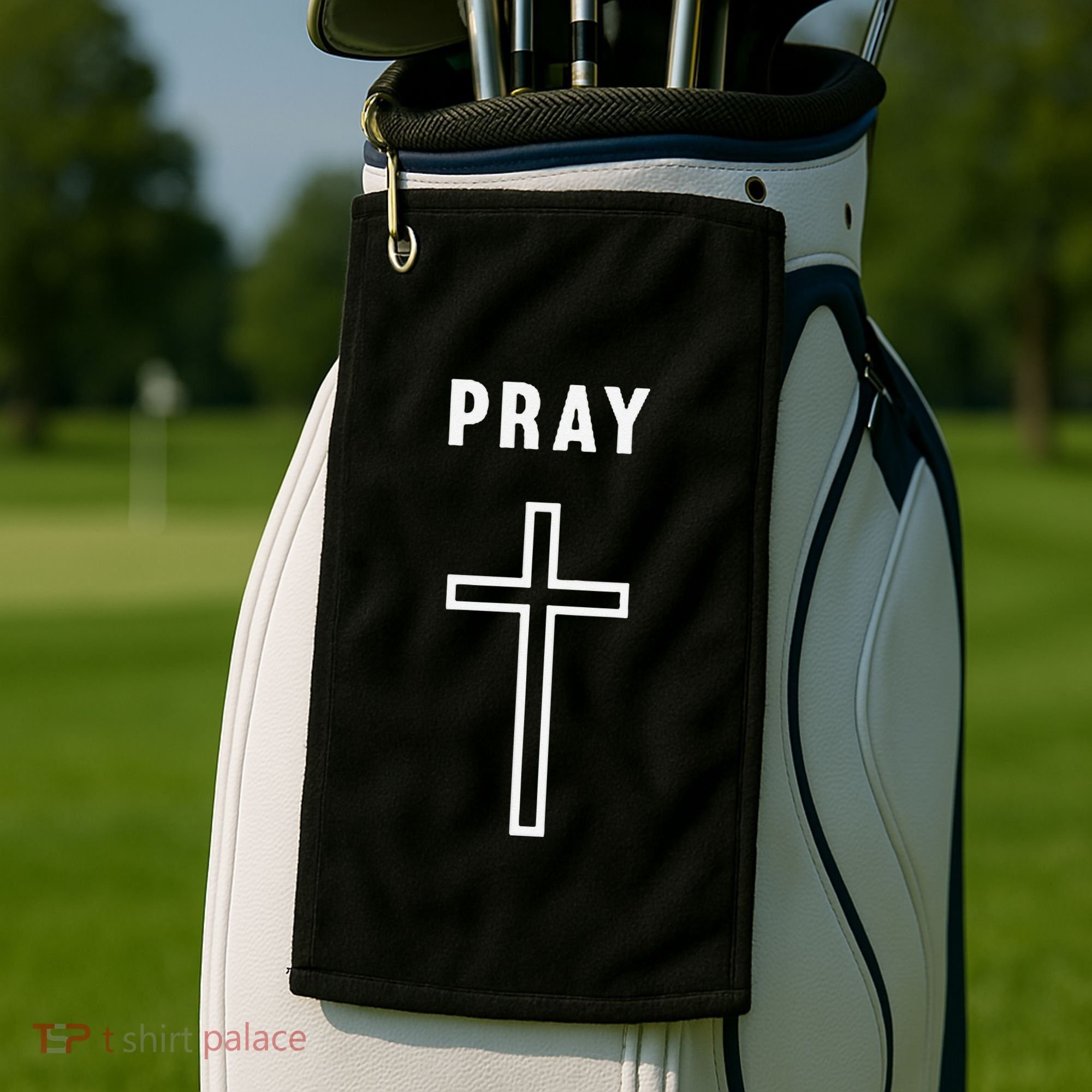 Pray Cross Minimalist Religious Golf Towel