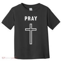 Pray Cross Minimalist Religious Toddler T-Shirt thumb 0