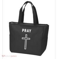 Pray Cross Minimalist Religious Tote Bag thumb 3