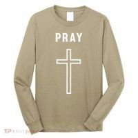 Pray Cross Minimalist Religious Long Sleeve Shirt thumb 0