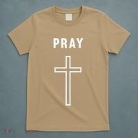 Pray Cross Minimalist Religious T-Shirt thumb 5