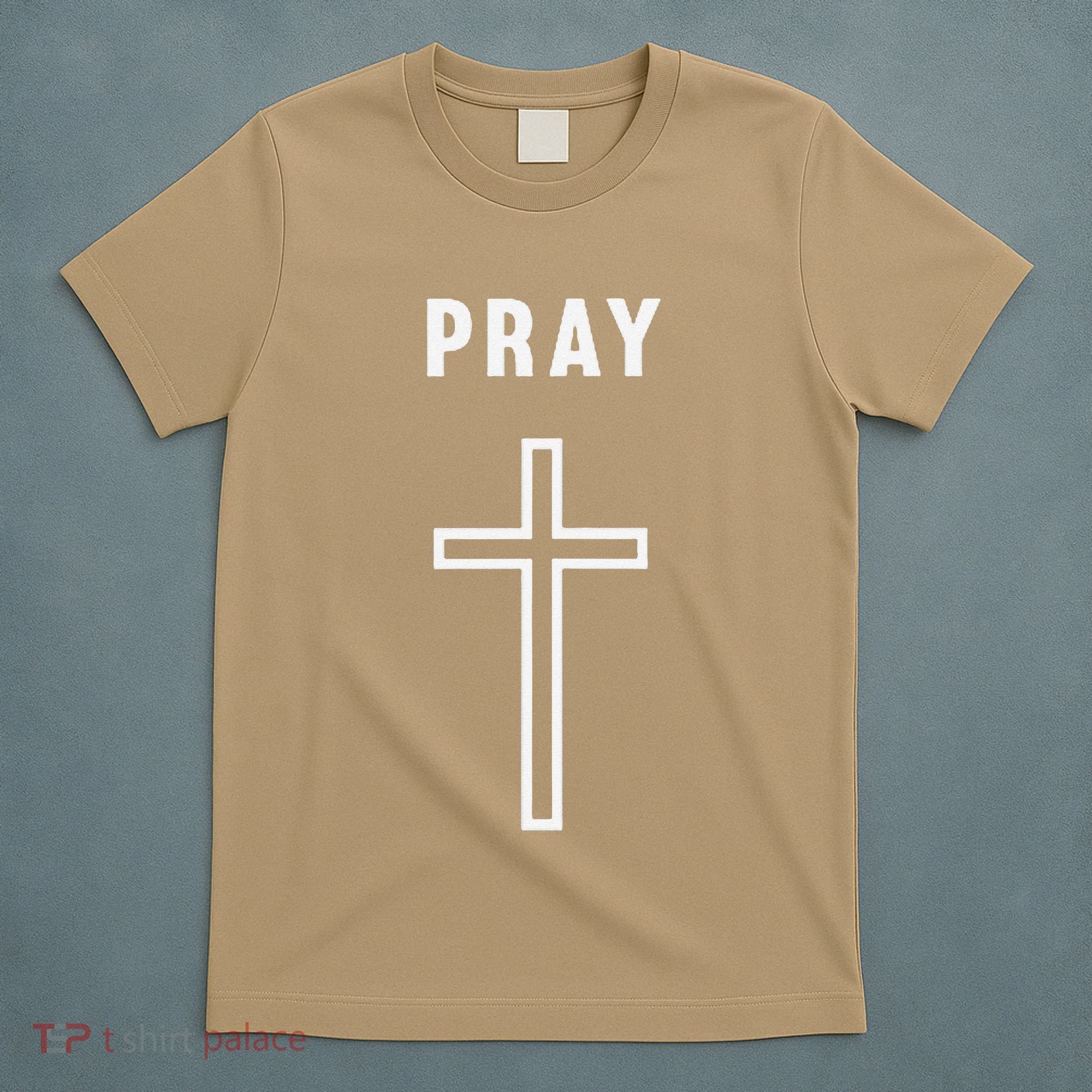 Pray Cross Minimalist Religious T-Shirt