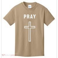 Pray Cross Minimalist Religious Kids T-Shirt thumb 0