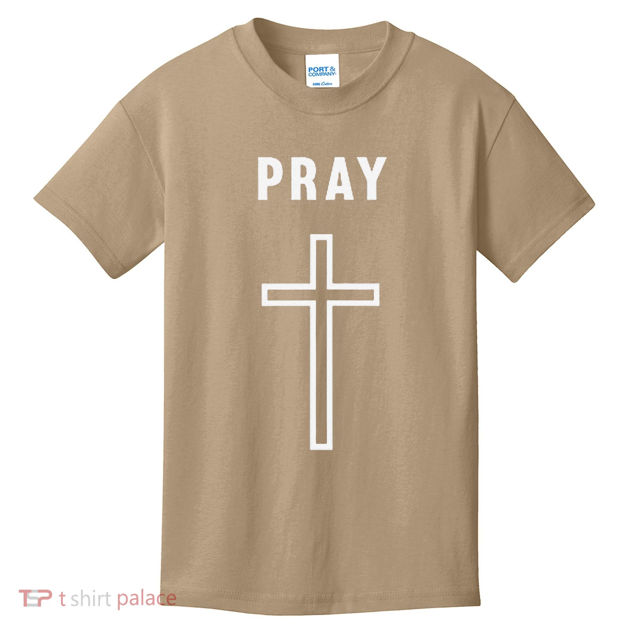 Pray Cross Minimalist Religious Kids T-Shirt