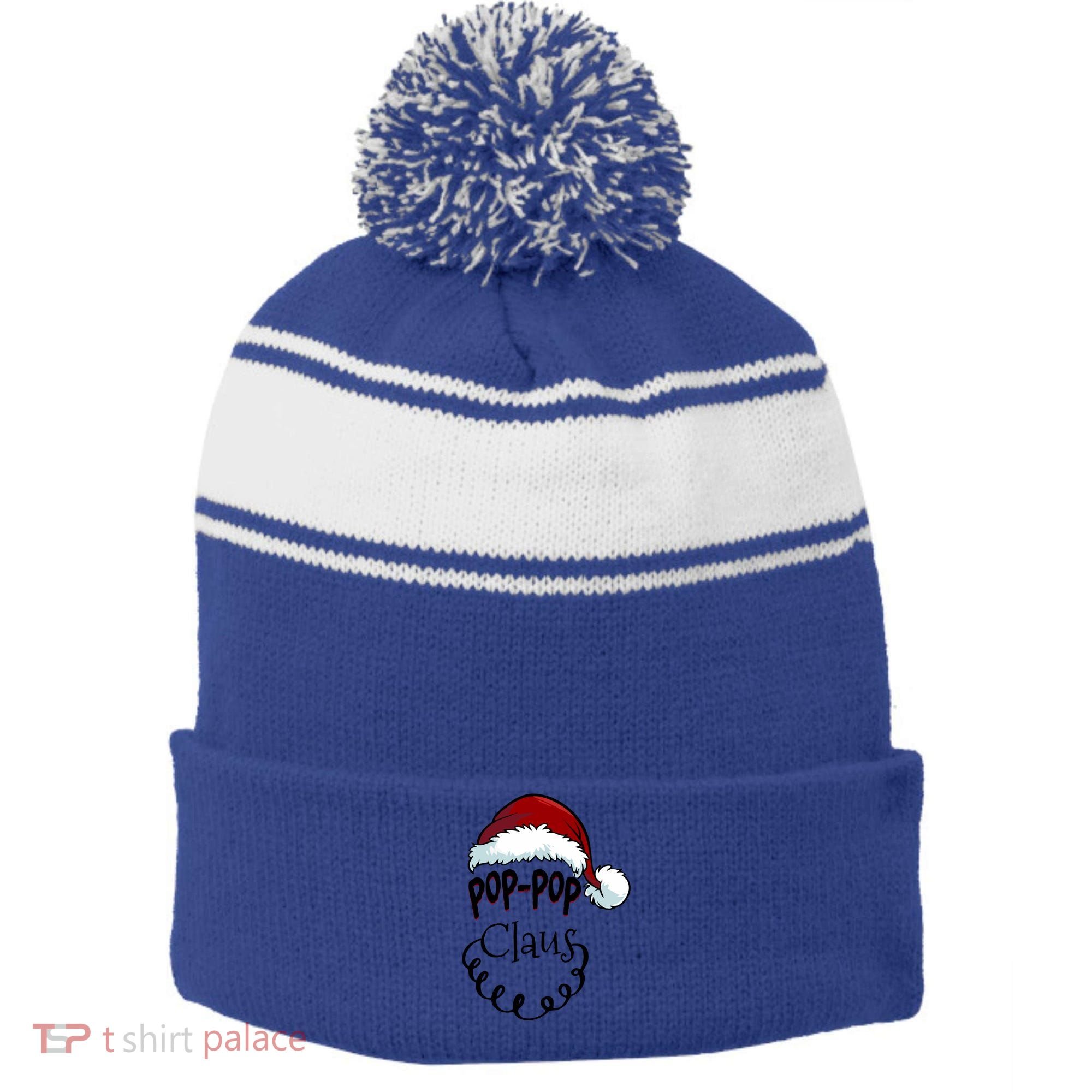 Poppop Claus New Christmas Santa Claus Gift Stripe Pom Pom Beanie