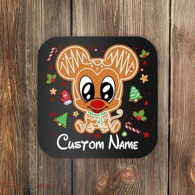 Personalized Custom Name Cute Mouse Family Christmas Coaster