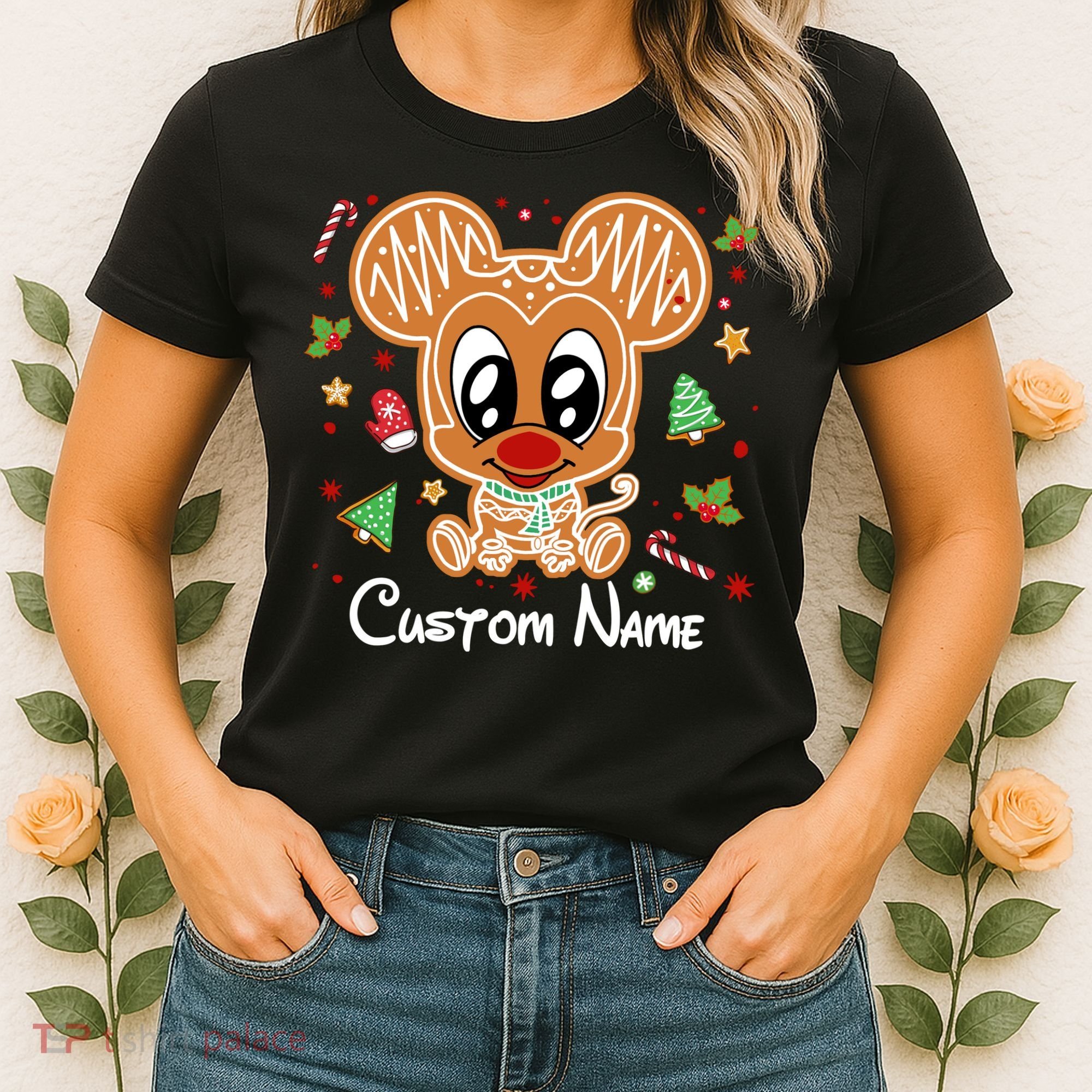 Personalized Custom Name Cute Mouse Family Christmas Women's T-Shirt