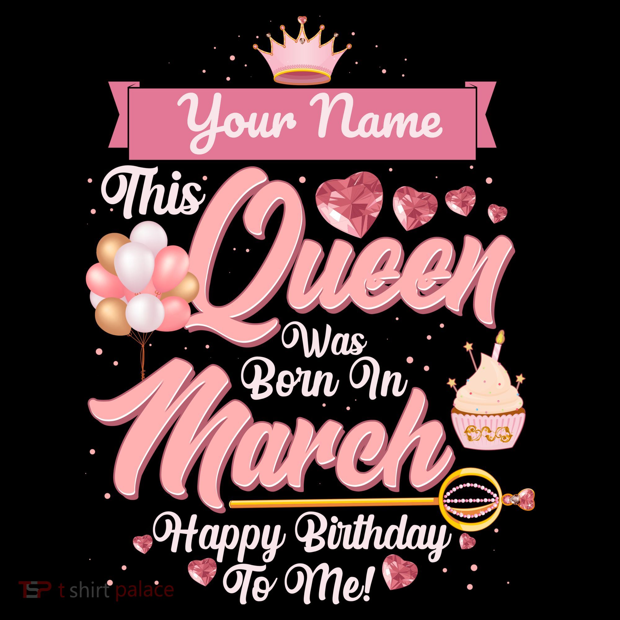 Personalized Custom Name This Queen Was Born In March Happy Birthday To Me Women's Hoodie