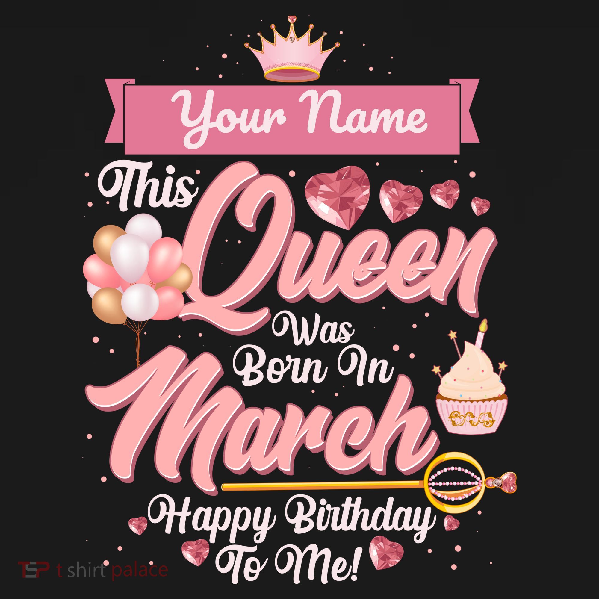 Personalized Custom Name This Queen Was Born In March Happy Birthday To Me Women's Tank Top