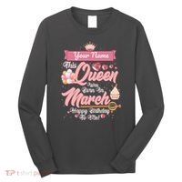 Personalized Custom Name This Queen Was Born In March Happy Birthday To Me Long Sleeve Shirt thumb 0