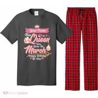 Personalized Custom Name This Queen Was Born In March Happy Birthday To Me Pajama Set thumb 0