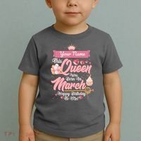 Personalized Custom Name This Queen Was Born In March Happy Birthday To Me Toddler T-Shirt thumb 2
