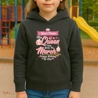 Personalized Custom Name This Queen Was Born In March Happy Birthday To Me Kids Hoodie thumb 3
