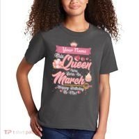 Personalized Custom Name This Queen Was Born In March Happy Birthday To Me Kids T-Shirt thumb 2