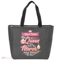 Personalized Custom Name This Queen Was Born In March Happy Birthday To Me Tote Bag thumb 0