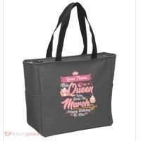 Personalized Custom Name This Queen Was Born In March Happy Birthday To Me Tote Bag thumb 2